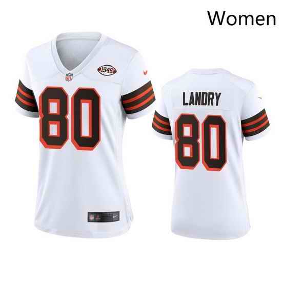 Women Cleveland Browns 80 Jarvis Landry Nike 1946 Collection Alternate Game Limited NFL Jersey   White